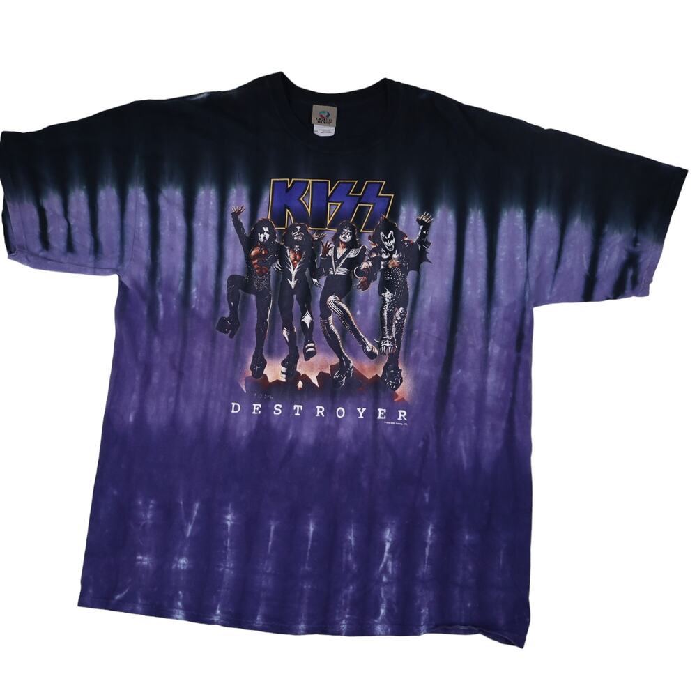 Vintage Liquid Blue KISS Destroyer Graphic T Shirt